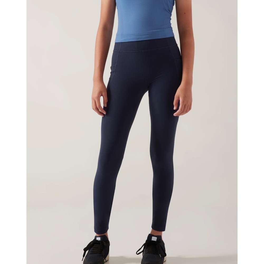 Athleta Girl Stash Your Treasures Tight Leggings Dark Navy Blue Size L 12